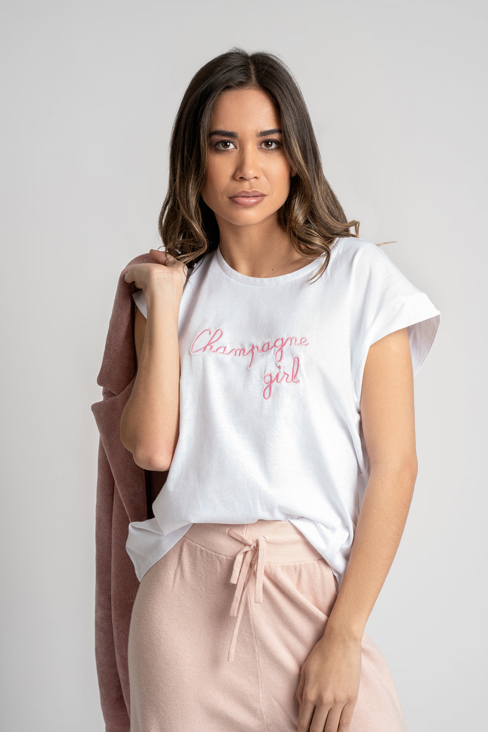 T-Shirt Brodé Champagne Girl