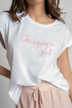 T-Shirt Brodé Champagne Girl