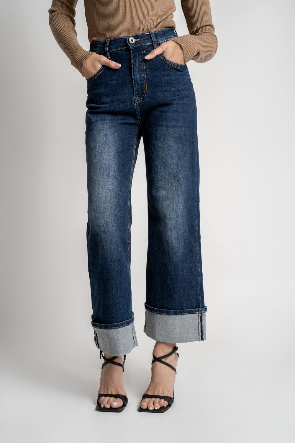 Jeans Droit avec Revers