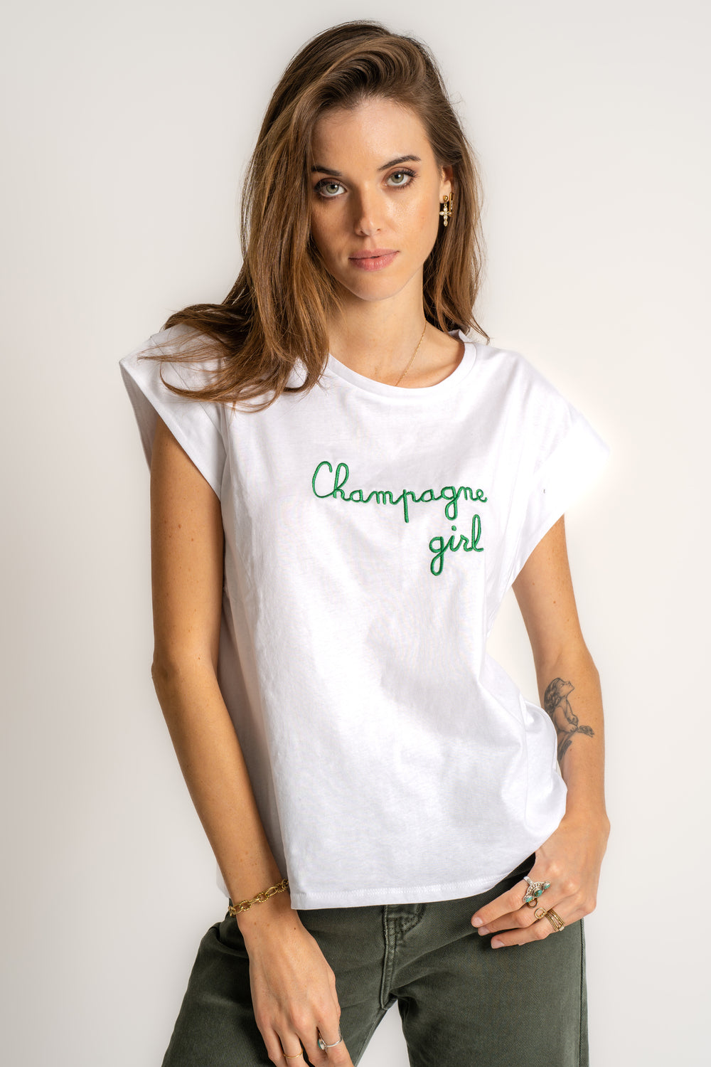 T-Shirt Brodé Champagne Girl